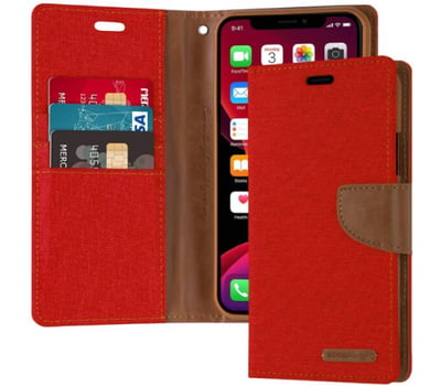Étui Apple iPhone 11 Pro Portefeuille Rouge - Goospery Canvas Diary