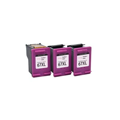 CARTOUCHE JET D'ENCRE HP 67 XL 3 CARTOUCHE + 1 TETE COMPATIBLE COLOR