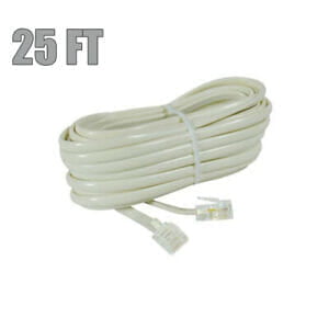 CORDON TELEPHONIQUE PLAT 25 FT BLANC