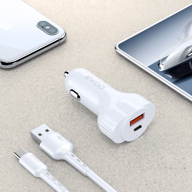 Chargeur auto Bwoo USB-A et USB-C 30 W (BO-CC58) - Blanc Chargeur auto Bwoo USB-A et USB-C 30 W (BO-CC58) - Blanc