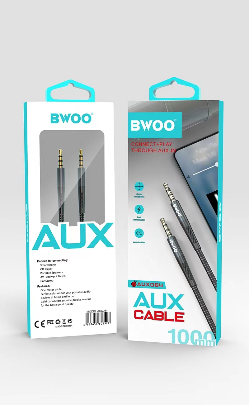 câble audio Bwoo stéréo auxiliaire B0-(AUX064) - Noir câble audio Bwoo stéréo auxiliaire B0-(AUX064) - Noir
