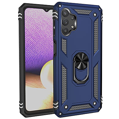 Case Samsung Galaxy A32 4G Bleu marine - militaire hybride Armure avec bague de maintien