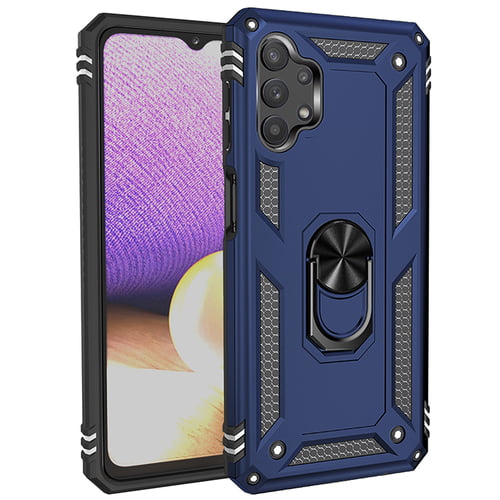 Case Samsung Galaxy A32 4G Bleu marine - militaire hybride Armure avec bague de maintien