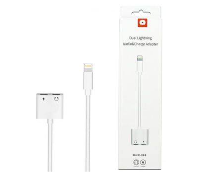 Adaptateur 2 en 1 Lightning Mâle Vers Chargeur + Ecouteurs Femelle