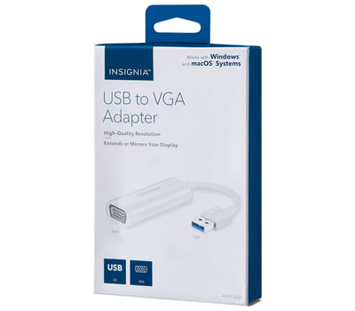 Adaptateur Insignia USB-A 3.0 Mâle vers VGA Femelle - Blanc Adaptateur Insignia USB-A 3.0 Mâle vers VGA Femelle - Blanc