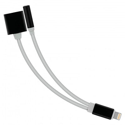 Adaptateur Lightning Male a Lightning Et Jack Femelle Noir