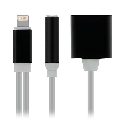Adaptateur Lightning Male a Lightning Et Jack Femelle Noir