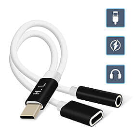Adaptateur Lightning Male a Lightning Et Jack Femelle Noir