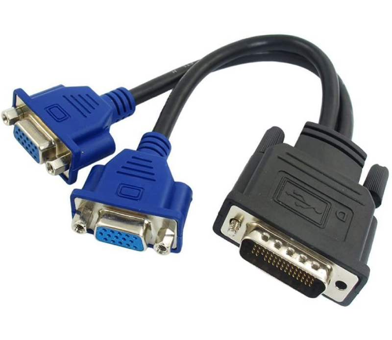 Adaptateur Splitter DMS-59 DVI Mâle Vers 2 x VGA Femelle