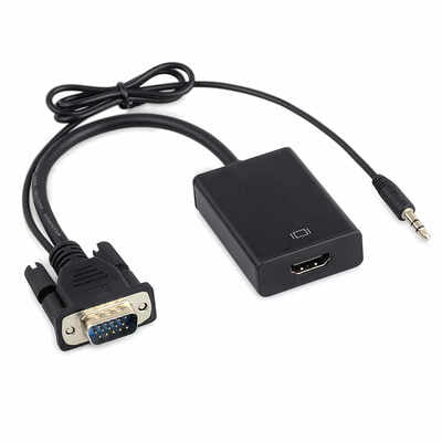 Adaptateur VGA Mâle Vers HDMI Femelle+Prise Jack