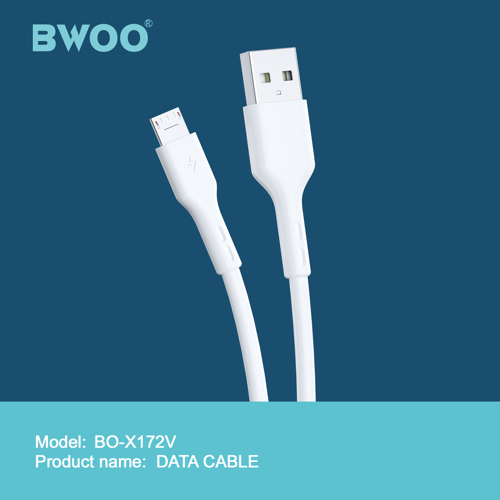 Câble chargeur Bwoo USB-A vers Micro USB (BO-X172V) - Blanc Câble chargeur Bwoo USB-A vers Micro USB (BO-X172V) - Blanc
