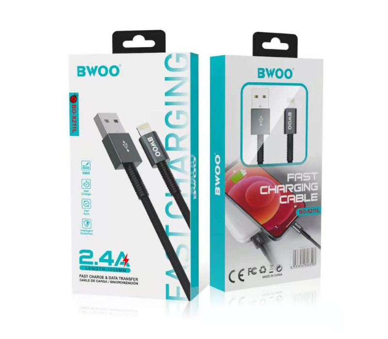 Câble chargeur Bwoo USB-A vers Lightning (B0-X211L) - Noir