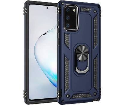 Case Samsung Galaxy Note 20 Bleu marine - Armure Hybride Militaire avec bague de maintien