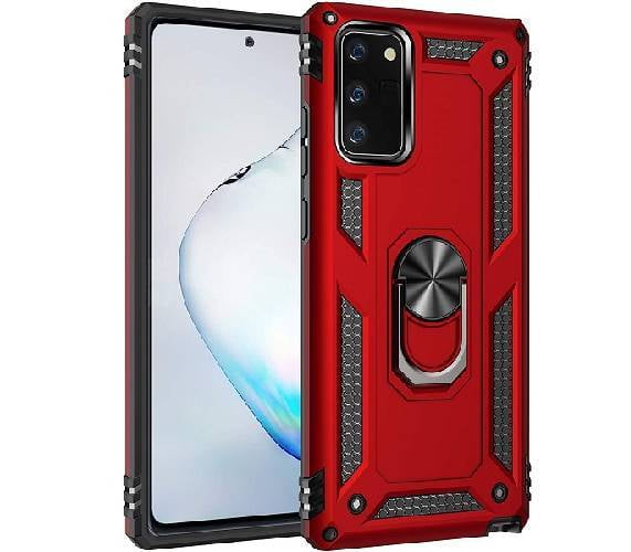 Case Samsung Galaxy Note 20 Rouge - Armure Hybride Militaire avec bague de maintien