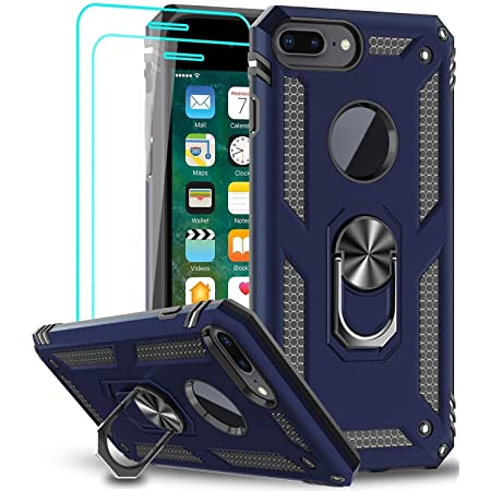 Case iPhone 6/7/8 Plus Blue - Armure Hybride Militaire avec bague de maintien