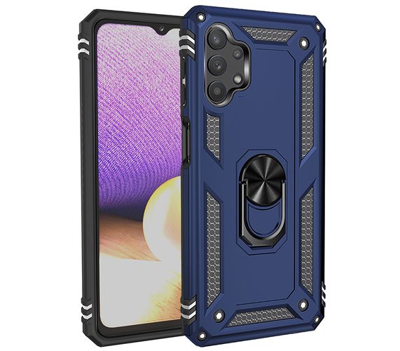 Case Samsung Galaxy A52 Bleu marine - militaire hybride armure avec bague de maintien