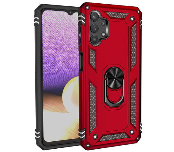 Case Samsung Galaxy A32 4G Rouge - militaire hybride armure avec bague de maintien