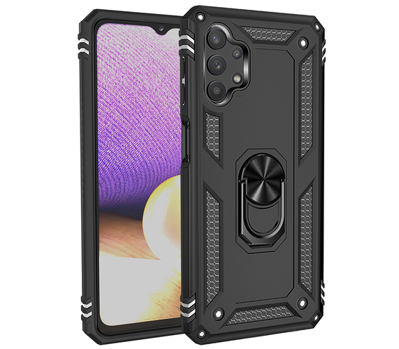 Case Samsung Galaxy A52 Noir - Armure Hybride Militaire avec bague de maintien