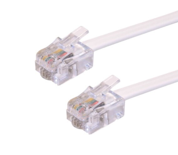Fil De Téléphone Plat Blanc 4.5 M