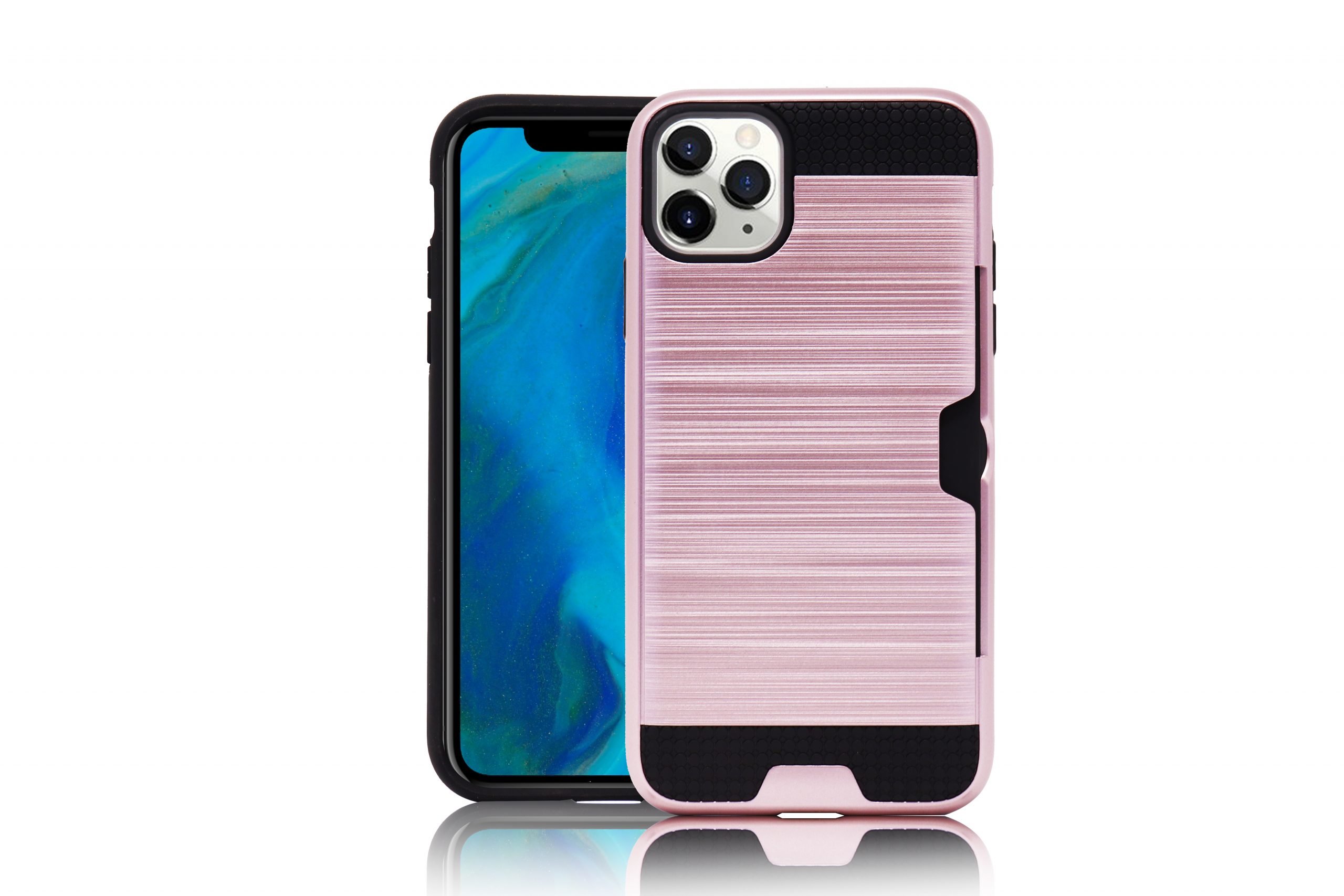 Case iPhone 11 Pro Antichoc Rose - Hybride avec fente pour carte