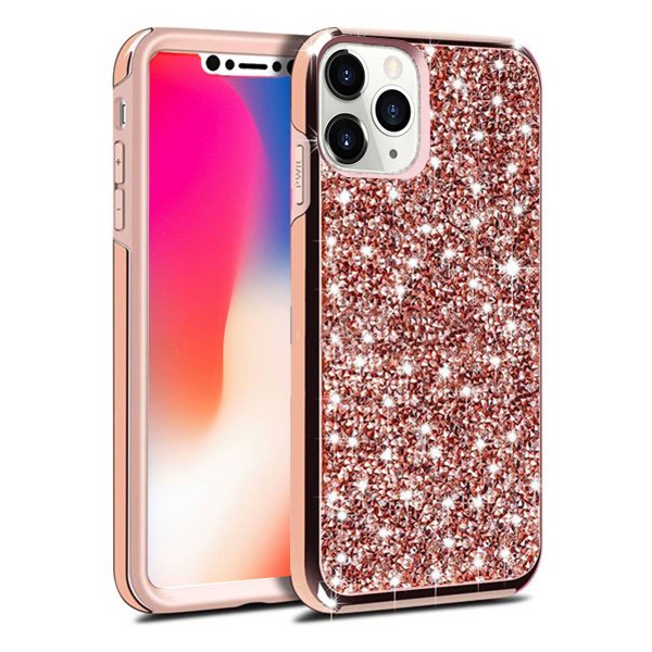 Case iPhone 11 Pro Antichoc Rose Gold - Hybride Premium Diamond Bling