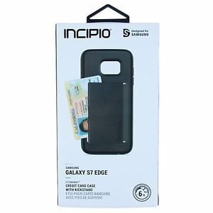 CASE SAMSUNG S7 EDGE NOIR AVEC CARTE ET PIED SUPPORT INCIPIO