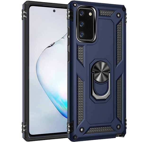 Case Samsung A02S/A03S Blue - Armure Hybride Militaire avec bague de maintien